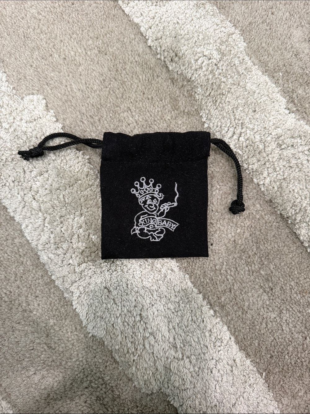 King Baby Black Drawstring Jewelry Pouch with Crown Logo